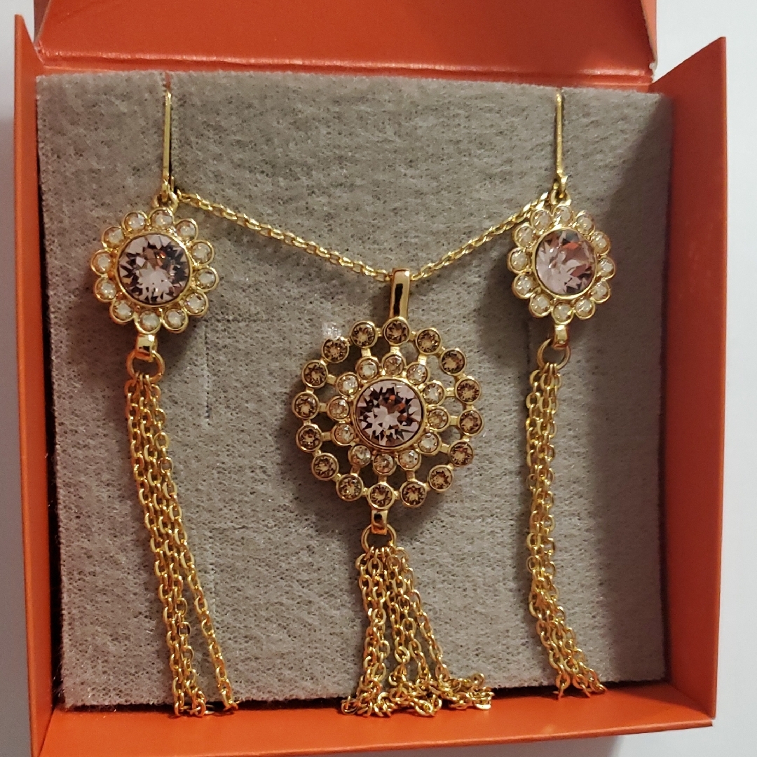 Nib Elegant Gold Jewelry Set With Crystal Accents